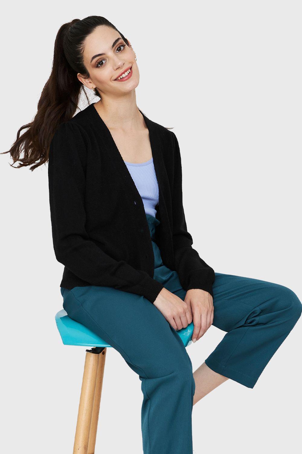 Cárdigan Manga Princesa Negro Nicopoly-4