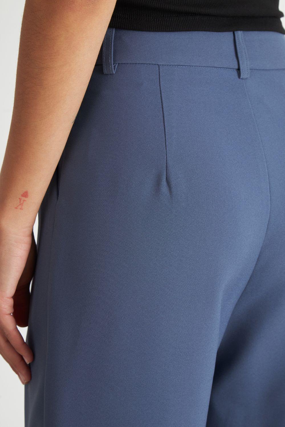 Pantalón Recto Con Pinza Azul Nicopoly-5