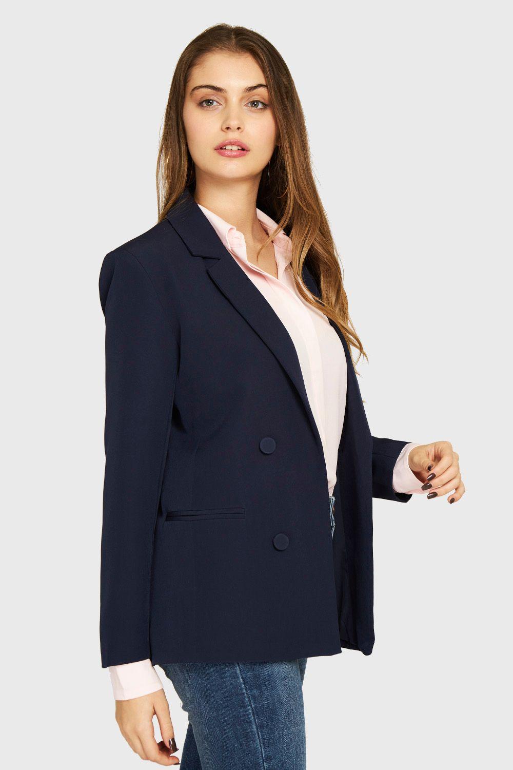 Blazer Botones Decorativos Azul Marino Nicopoly-2