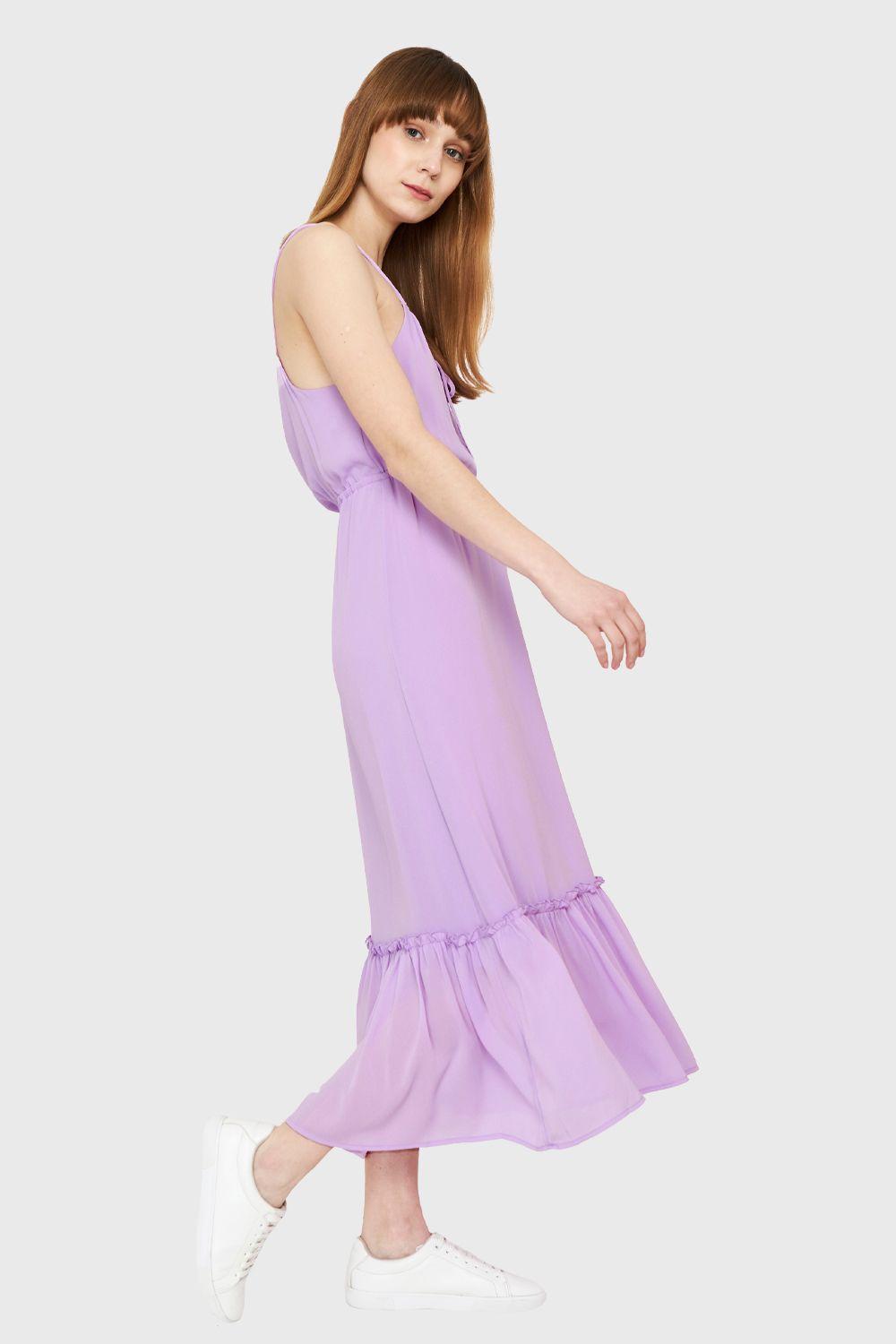 Vestido Largo Volante Lila Nicopoly-2