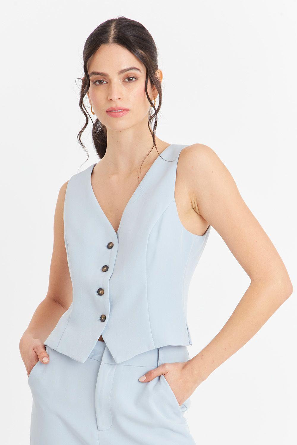 Gilet 4 Botones Celeste Nicopoly-4