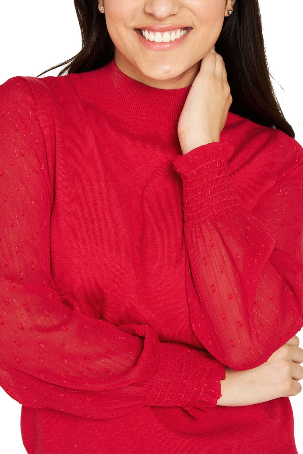 Sweater Manga Brillos Rojo Nicopoly-4