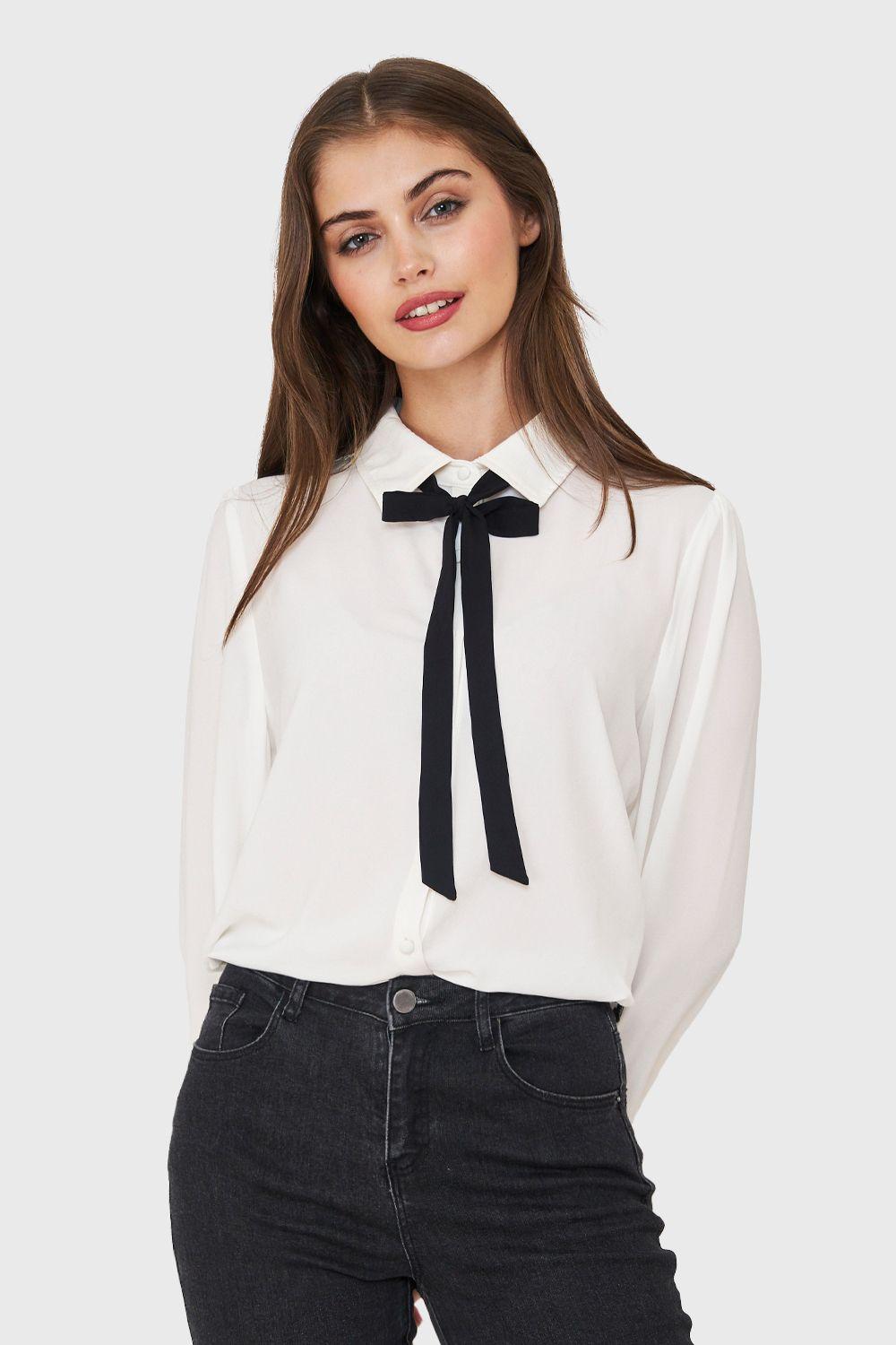 Blusa Lazo Desmontable Blanco Nicopoly-0