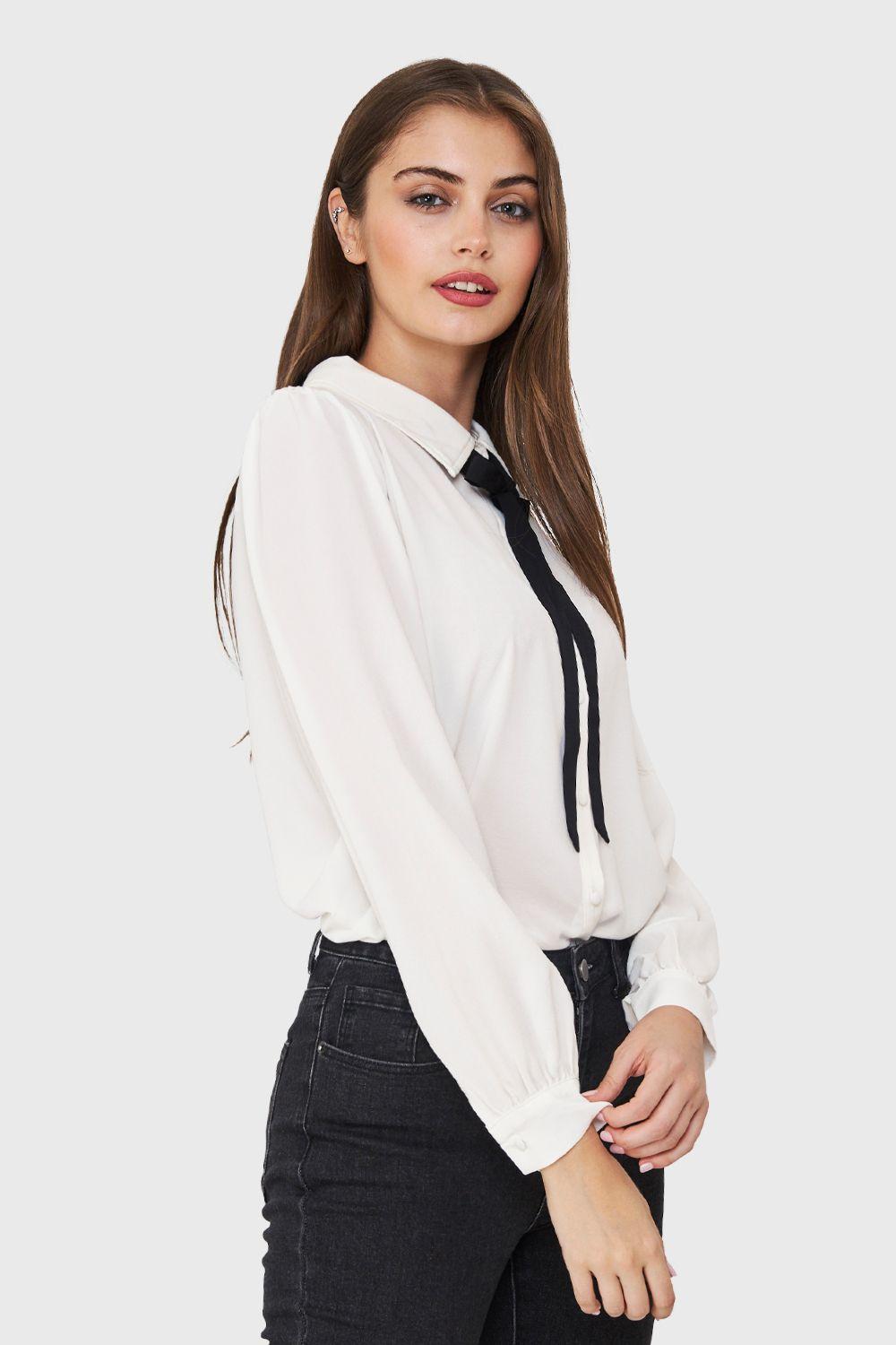 Blusa Lazo Desmontable Blanco Nicopoly-2