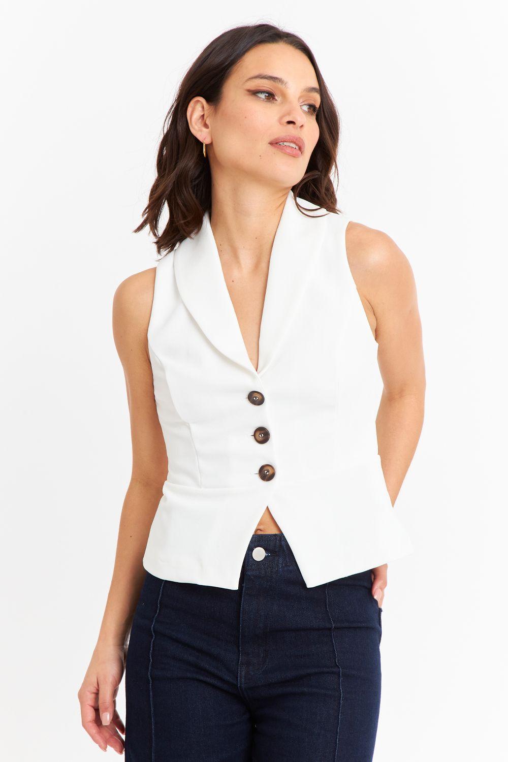 Gilet Sastre Entallado Blanco Nicopoly-0