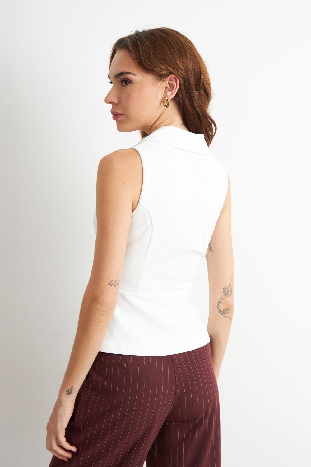 Gilet Sastre Entallado Blanco Nicopoly-3