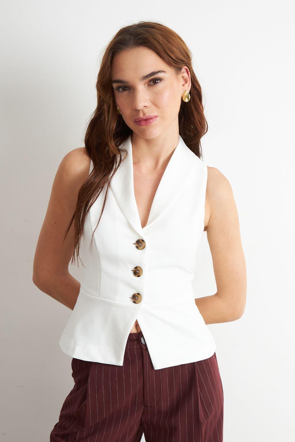 Gilet Sastre Entallado Blanco Nicopoly-4