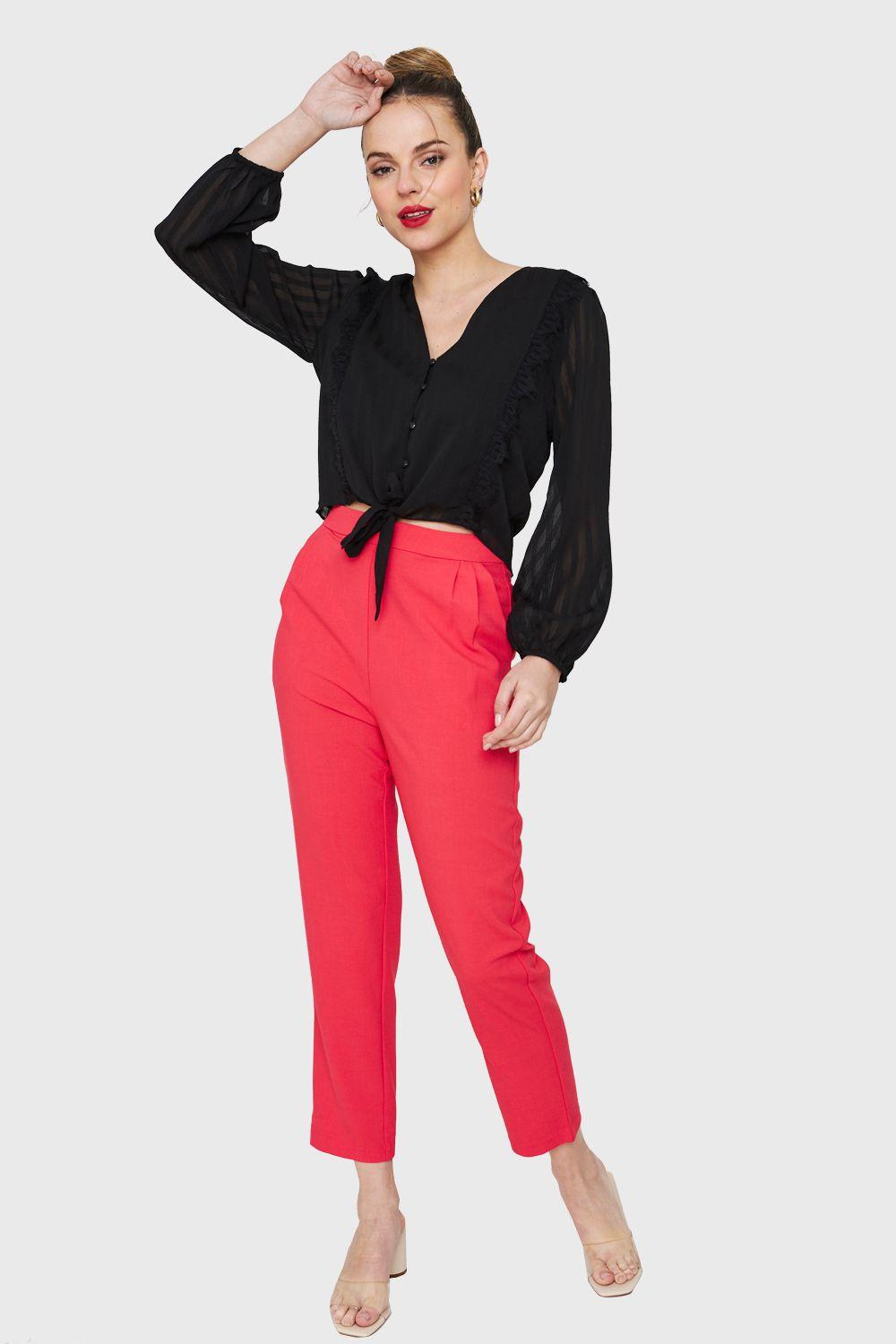 Blusa Nudo Detalle Encaje Negro Nicopoly-1