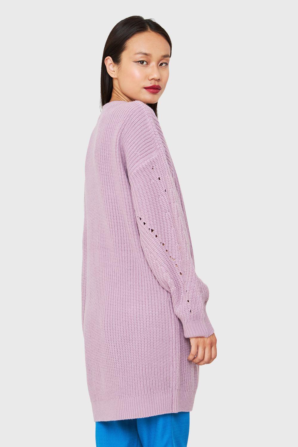 Cárdigan Básico Oversize Lila Nicopoly-3