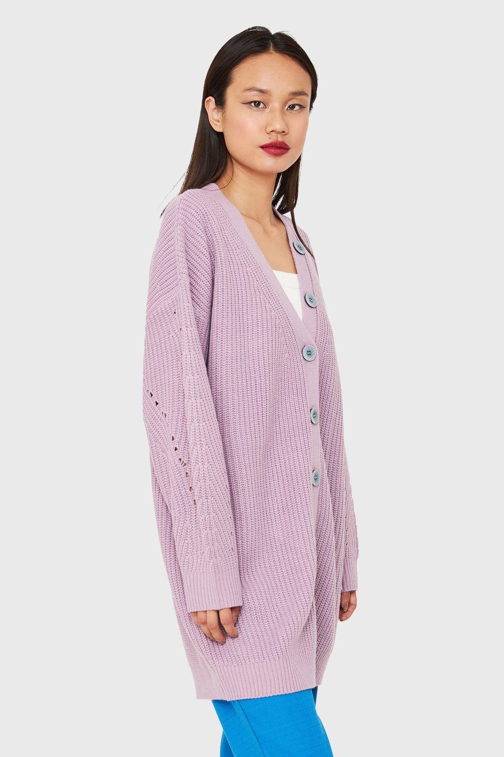 Cárdigan Básico Oversize Lila Nicopoly-2
