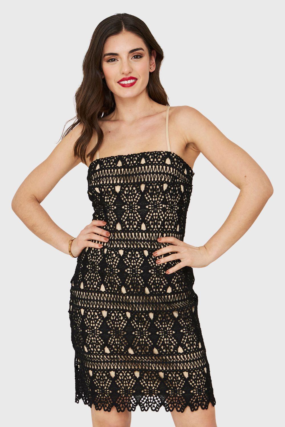 Vestido Calado Forro Negro Nicopoly-0
