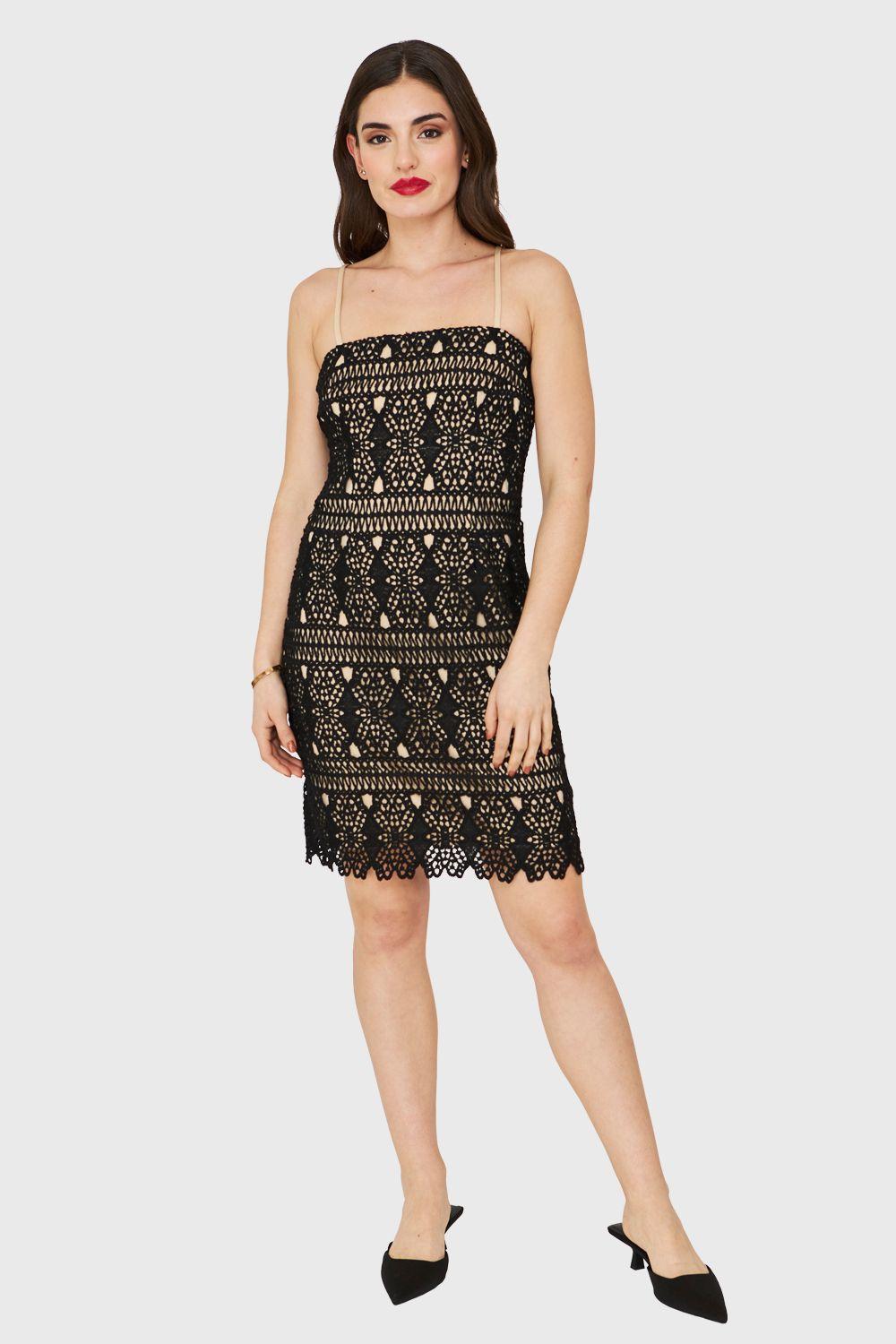 Vestido Calado Forro Negro Nicopoly-1