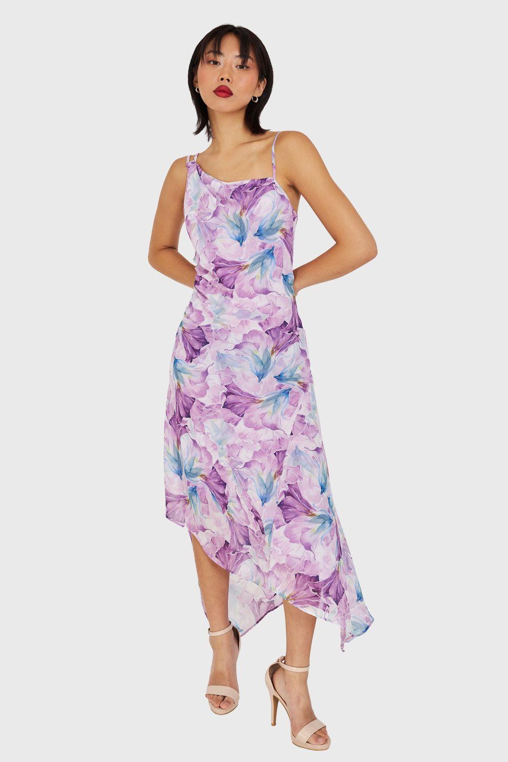 Vestido Asimétrico Lila Nicopoly-0