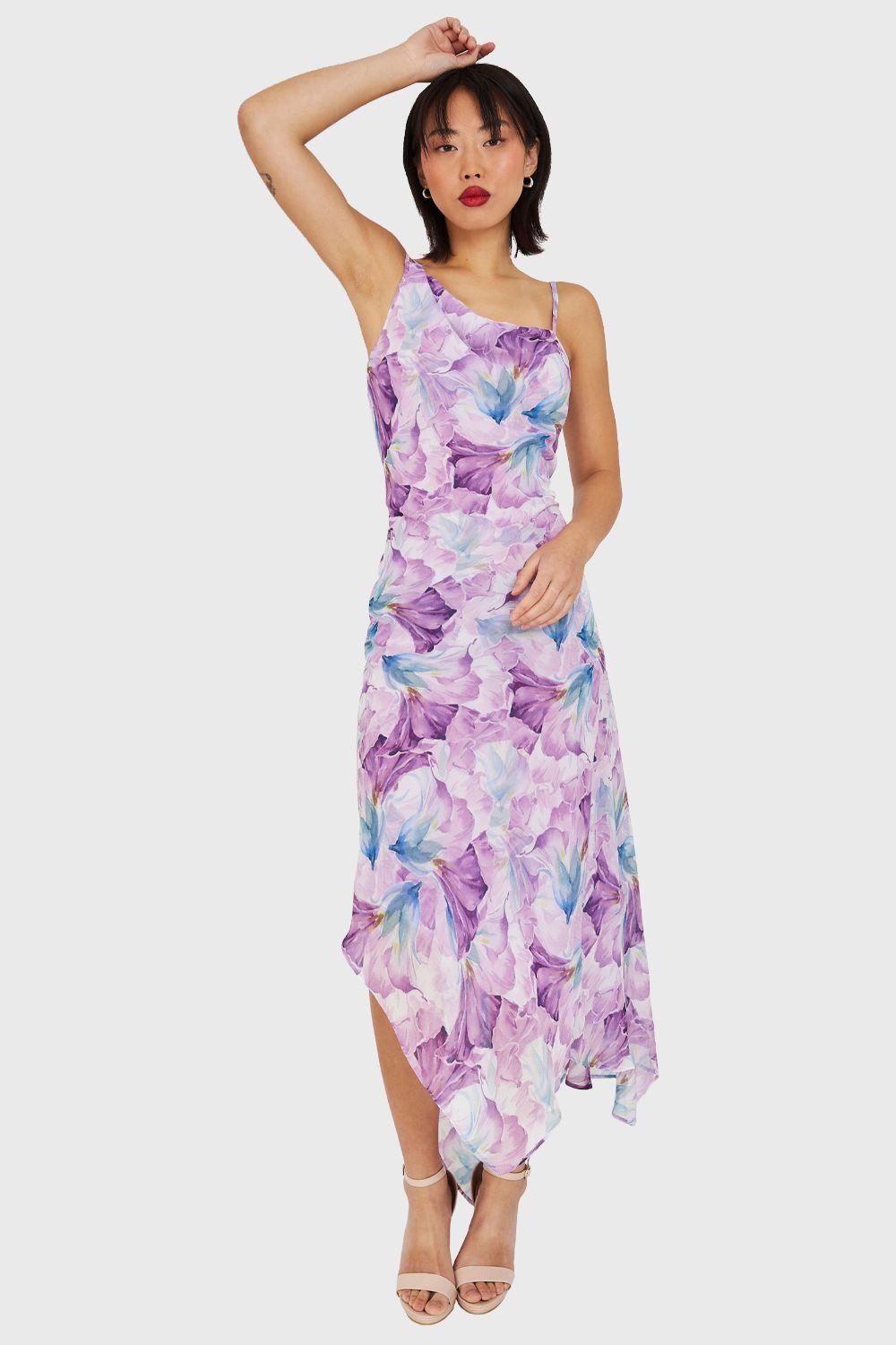 Vestido Asimétrico Lila Nicopoly-4