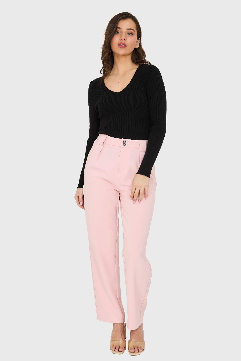 Sweater Cuello V Acanalado Negro Nicopoly-1