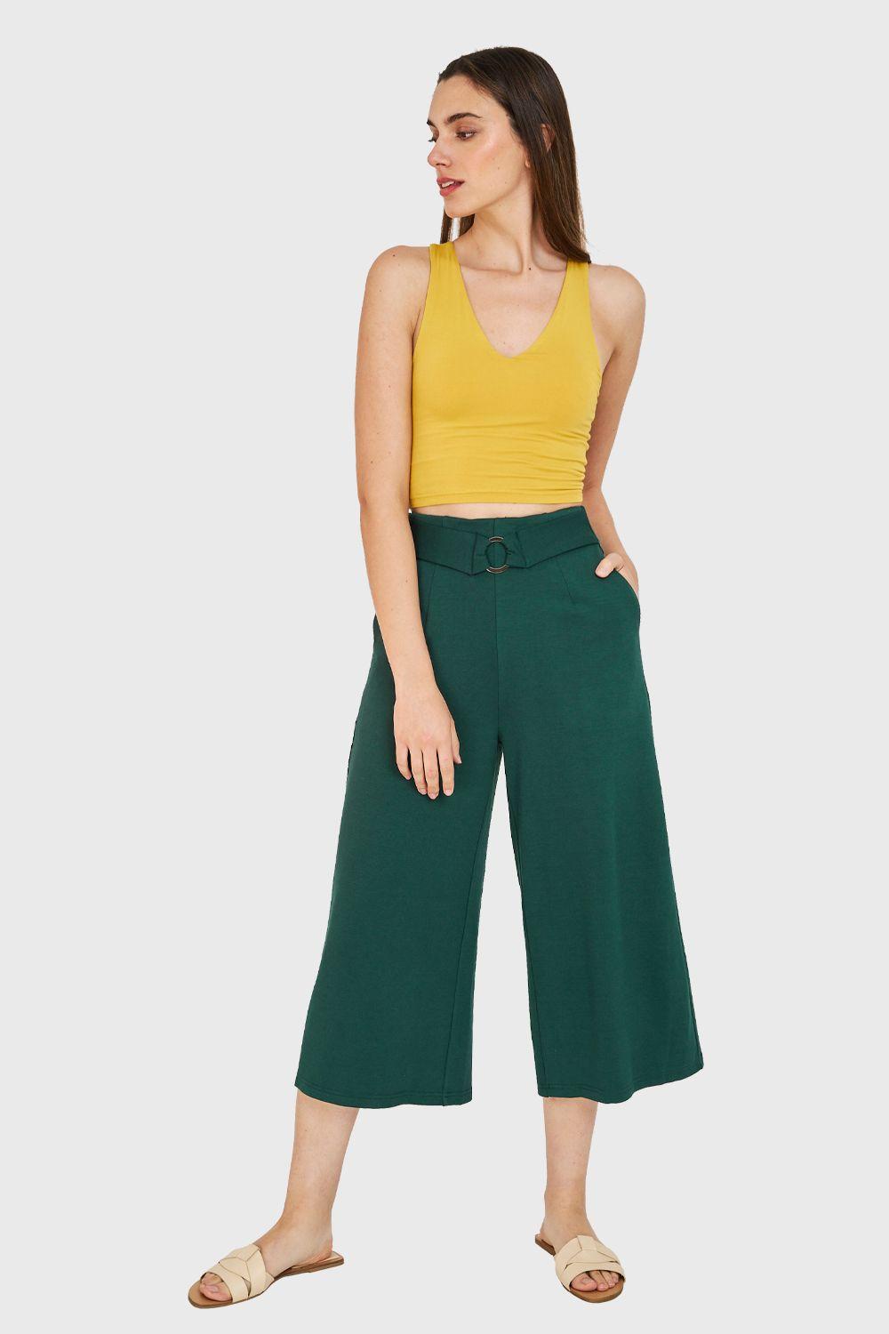 Pantalón Culotte Hebilla Verde Nicopoly-1