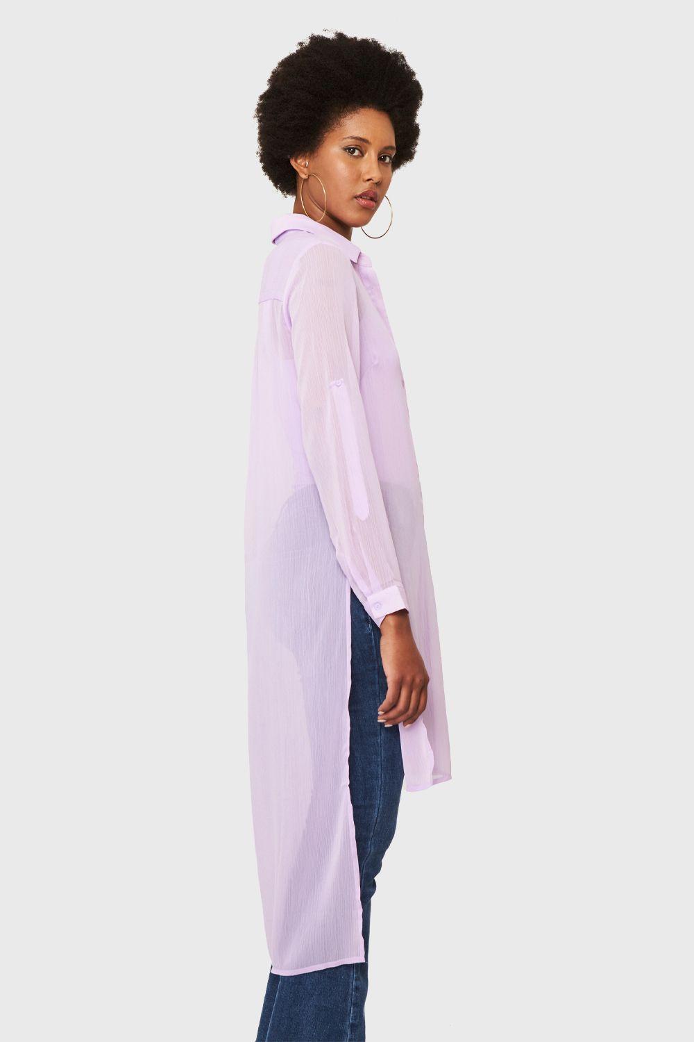 Blusa Larga Transparente Lila Nicopoly-2
