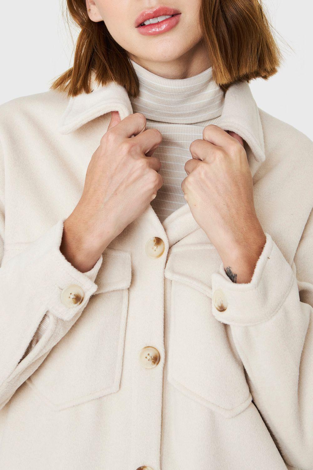 Abrigo Bolsillos Frontales Beige Nicopoly-5