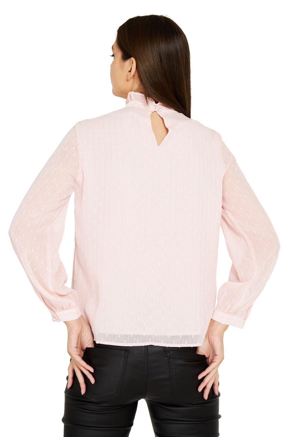 Blusa Brillos Cuello Alto Rosado Nicopoly-3