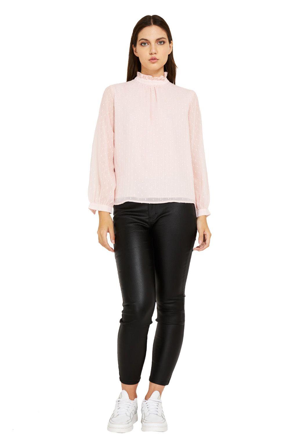 Blusa Brillos Cuello Alto Rosado Nicopoly-1