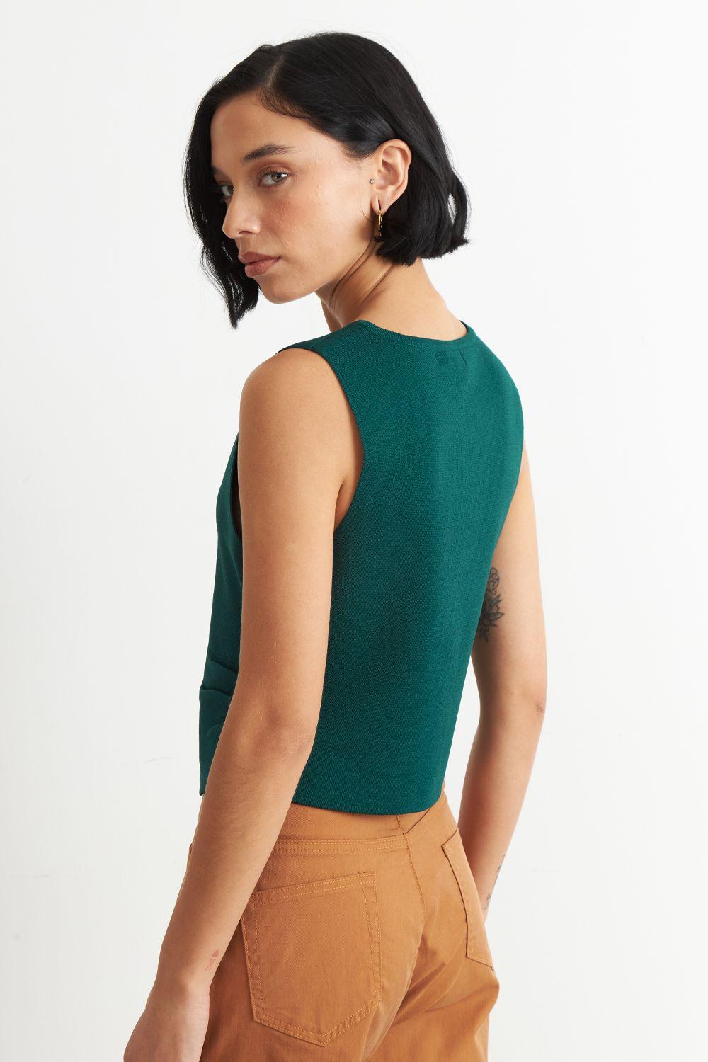 Gilet con Drapeado Lateral Verde Nicopoly-3