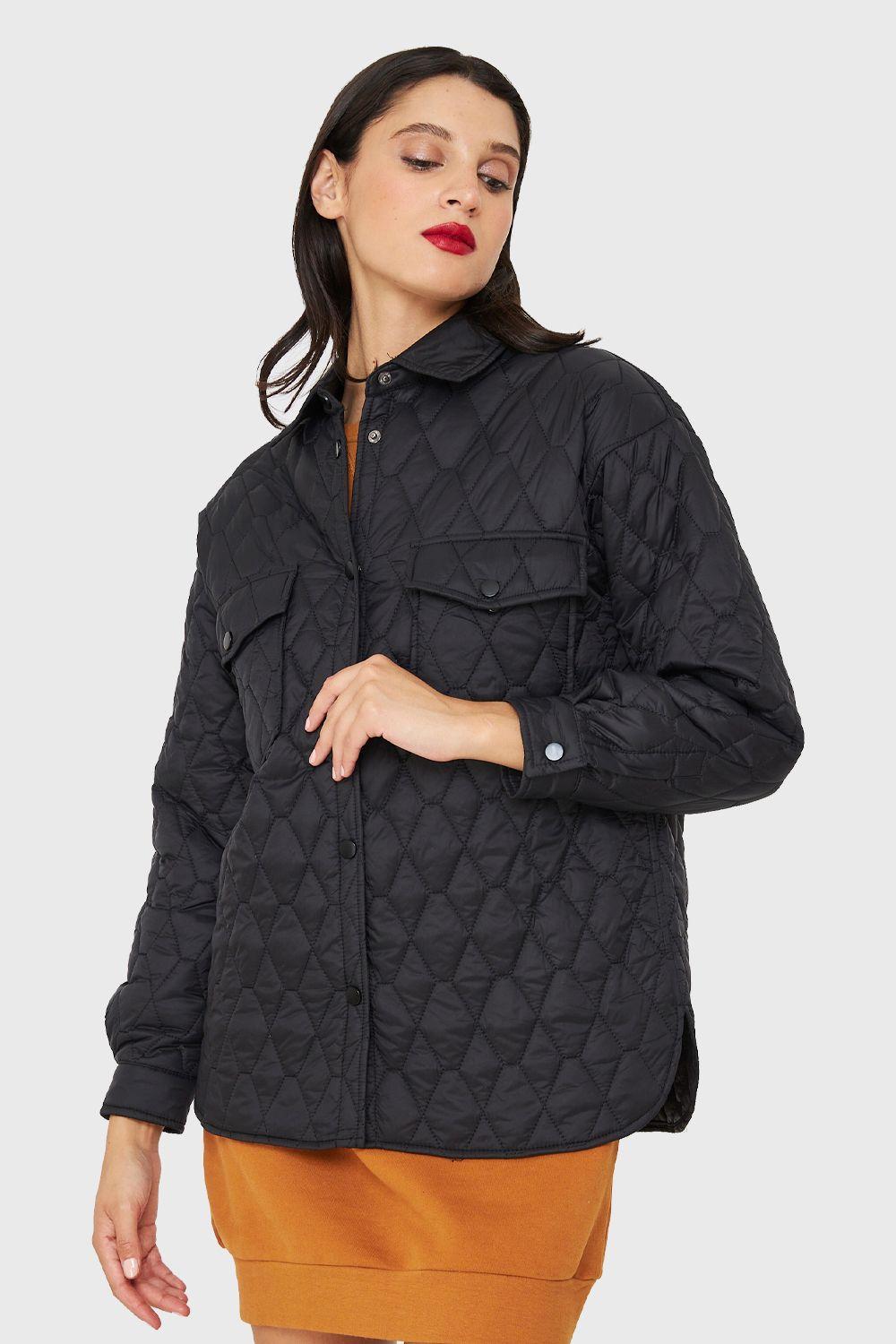 Chaqueta Quilt Tipo Camisera Negro Nicopoly-4