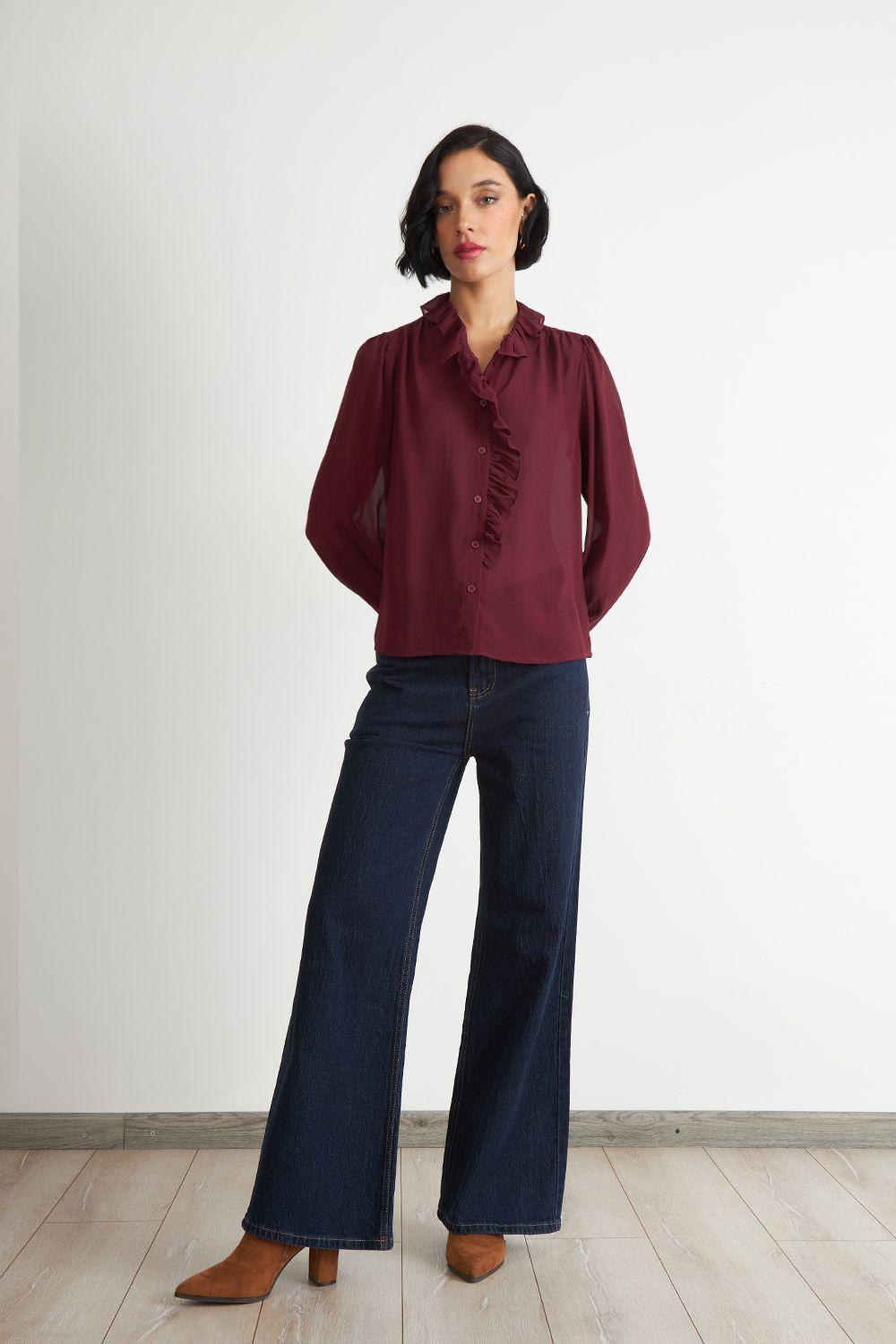 Blusa Corbatín y Vuelos Burdeo Nicopoly-1