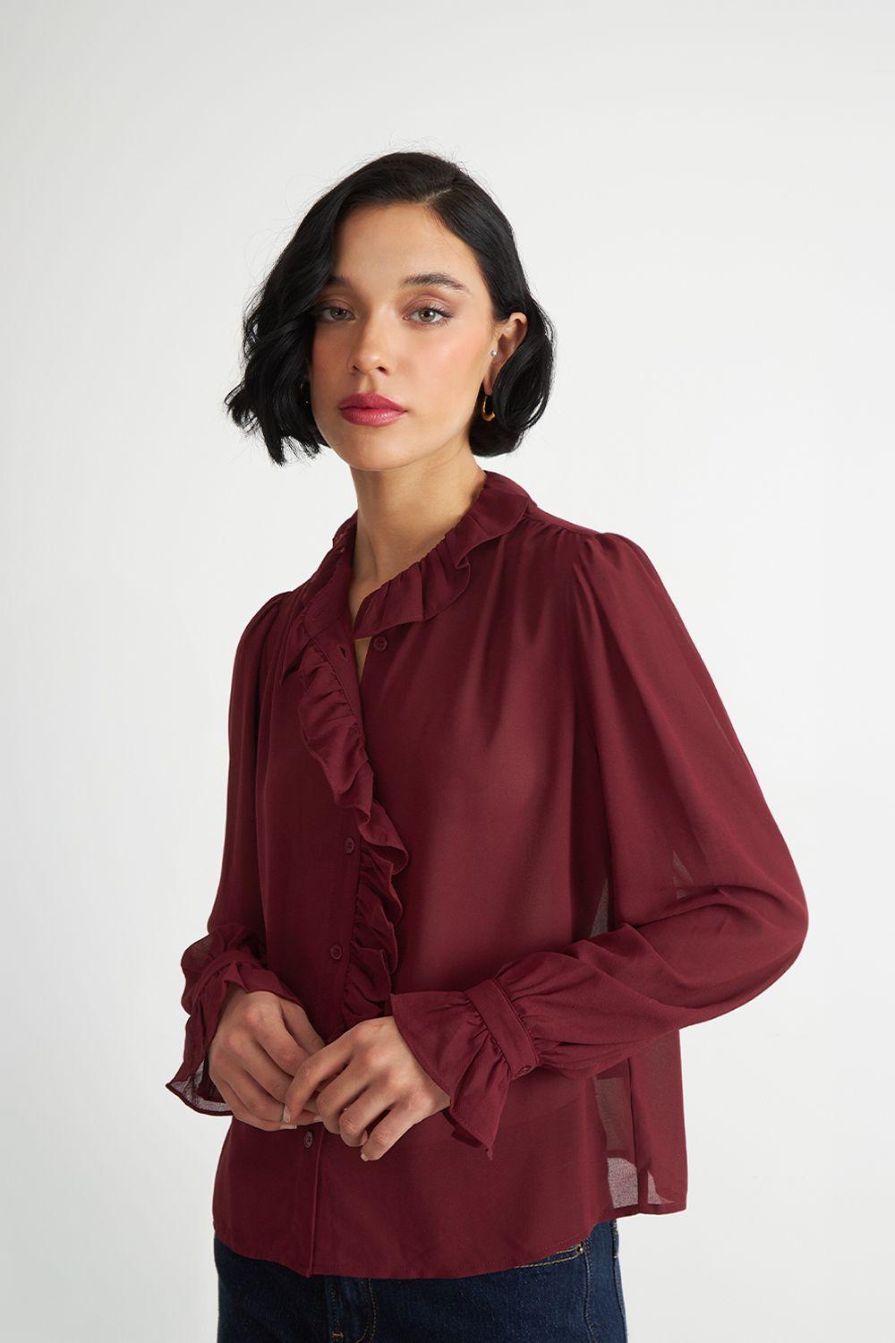 Blusa Corbatín y Vuelos Burdeo Nicopoly-2