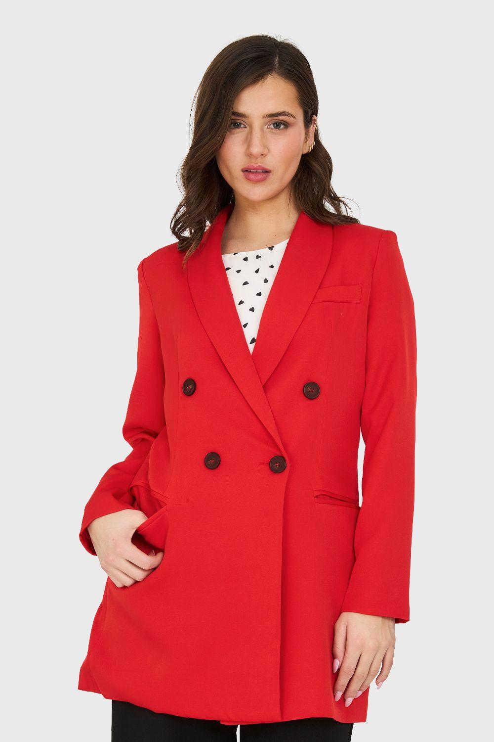 Blazer Largo 4 Botones Rojo Nicopoly-4