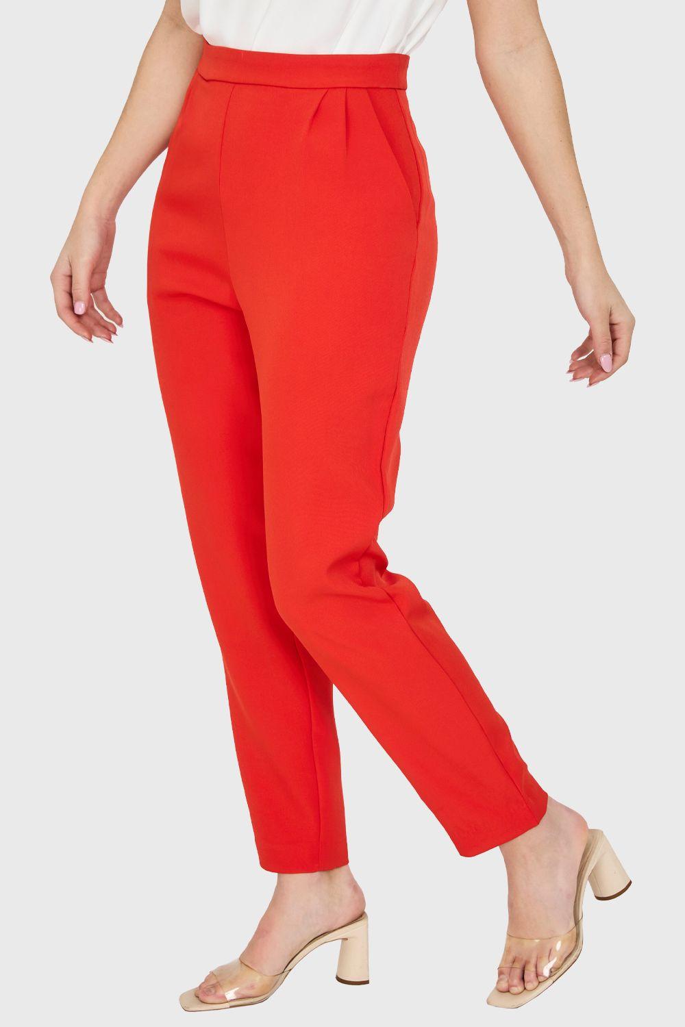 Pantalón Tiro Alto Básico Rojo Nicopoly-2
