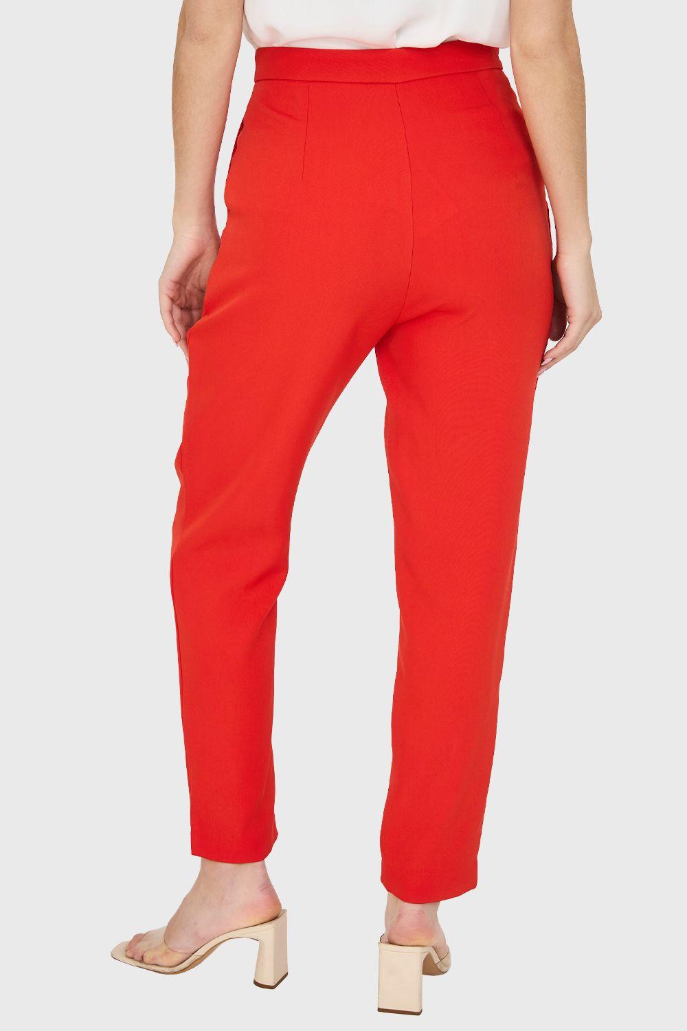 Pantalón Tiro Alto Básico Rojo Nicopoly-3