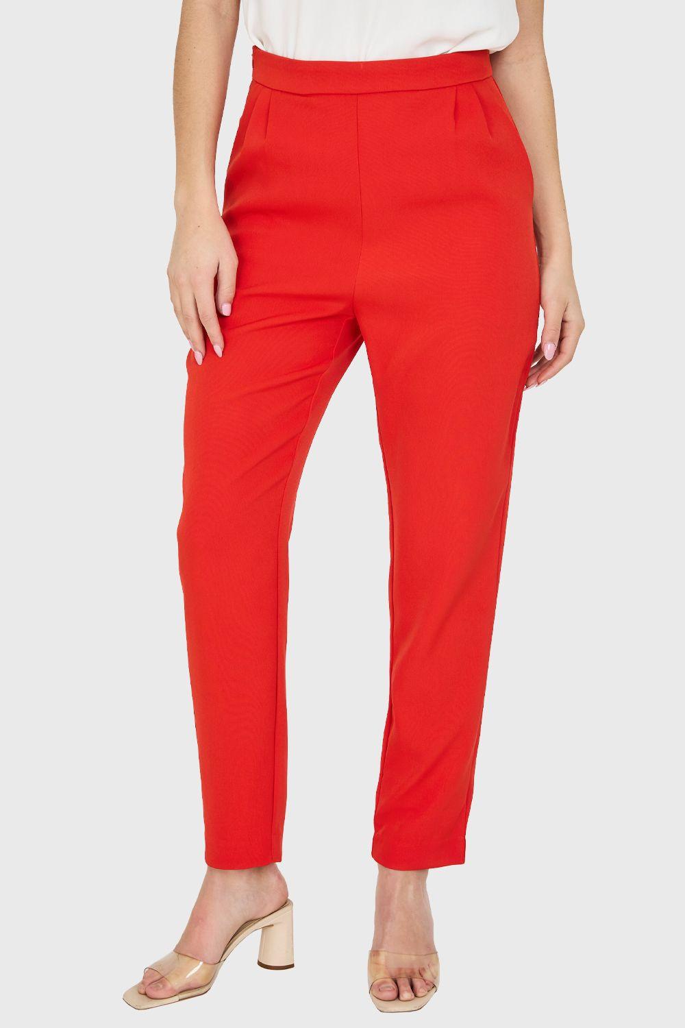 Pantalón Tiro Alto Básico Rojo Nicopoly-4