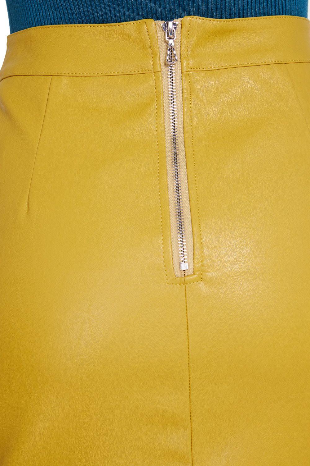 Mini Falda Ecocuero Amarillo Nicopoly-4