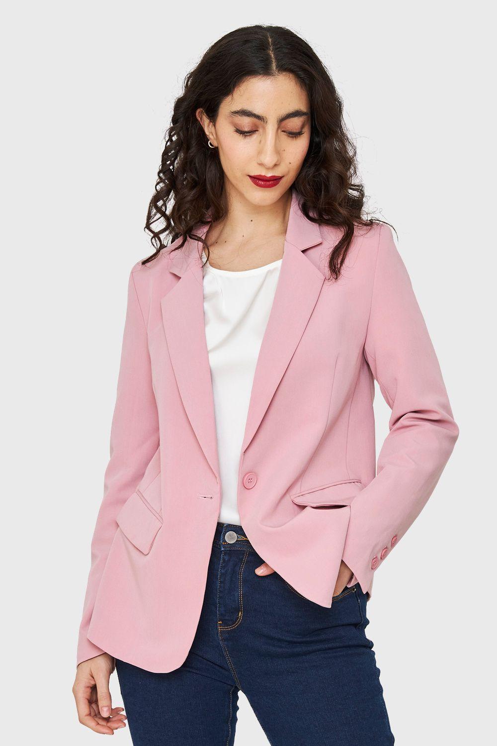 Blazer Botón Rosa Nicopoly-0
