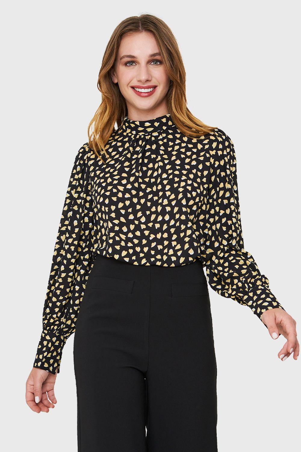 Blusa Corazones Negro Nicopoly-0
