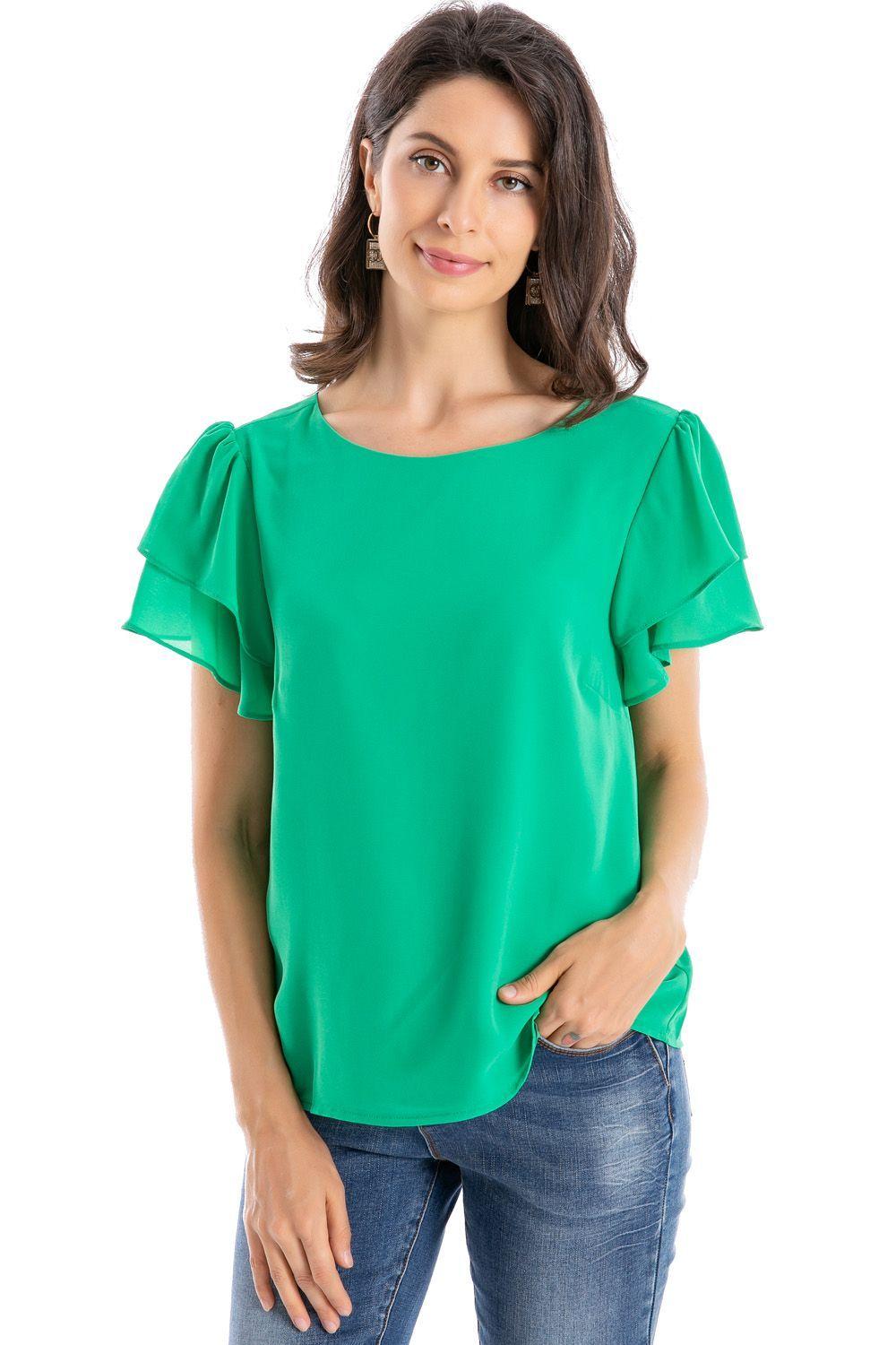 Blusa Básica Vuelos Verde Nicopoly-0