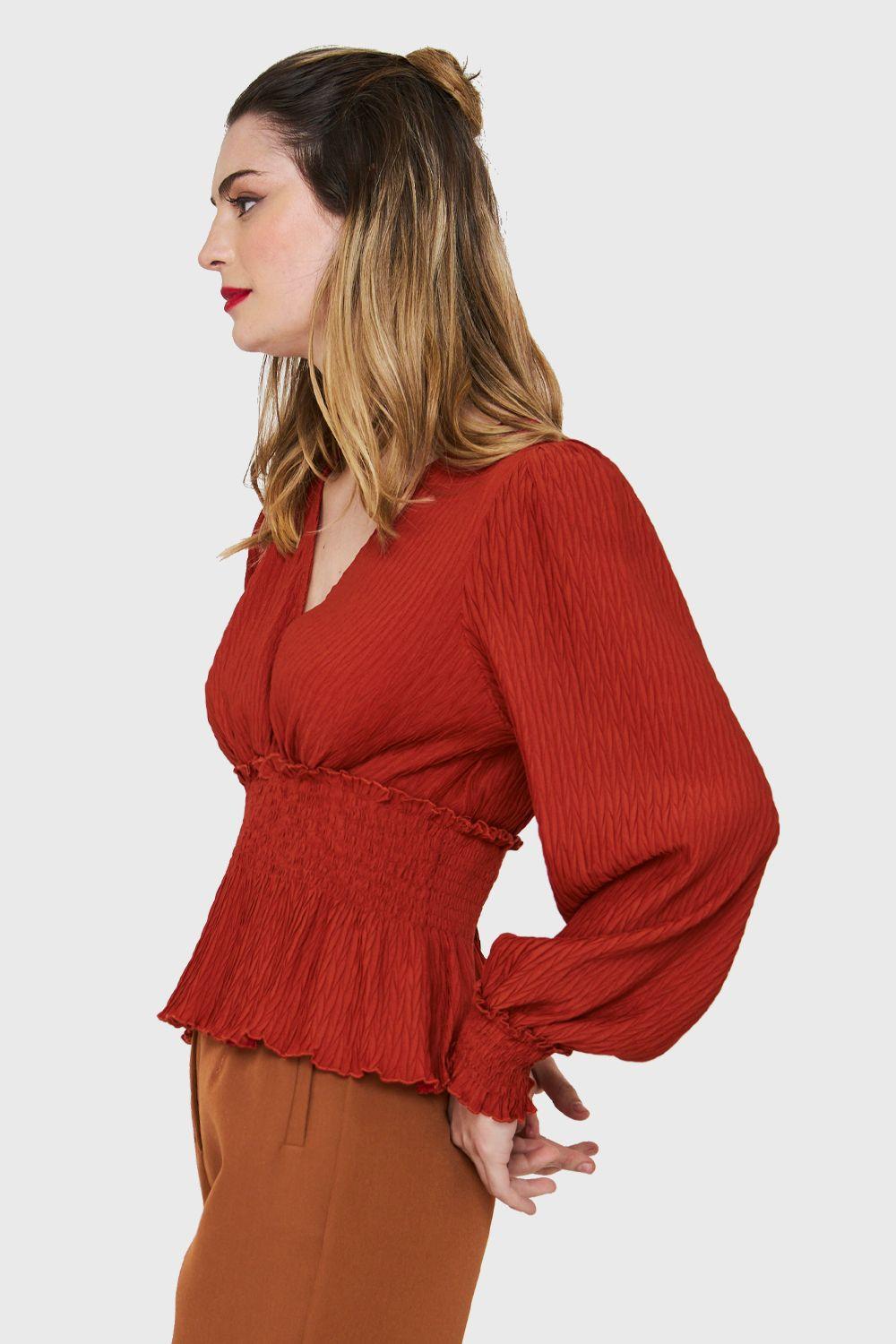 Blusa Peplum Tipo Crepé Óxido Nicopoly-2