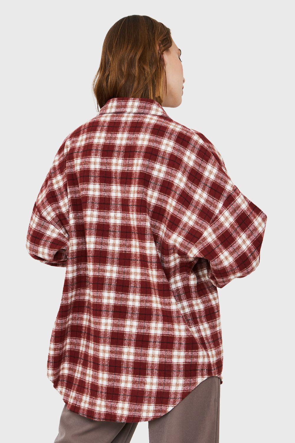 Camisa Tipo Franela Cuadrillé Burdeos Nicopoly-3