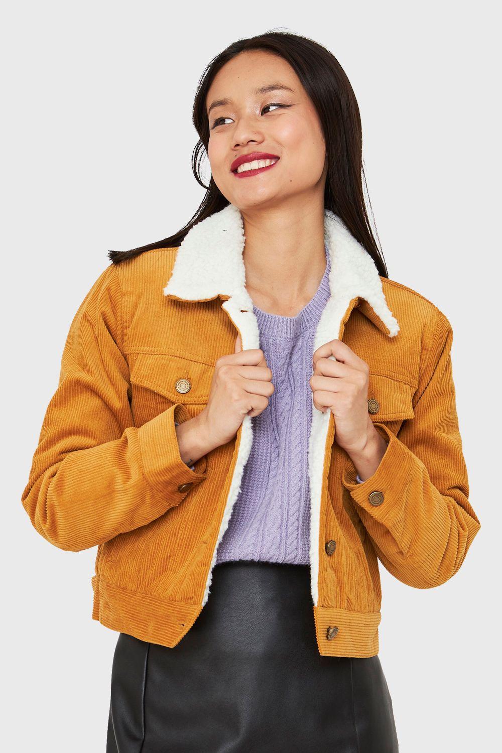 Chaqueta Corta Cotelé Mostaza Nicopoly-0