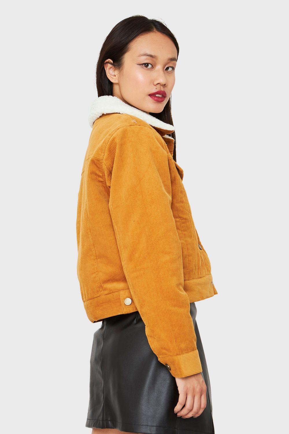 Chaqueta Corta Cotelé Mostaza Nicopoly-3