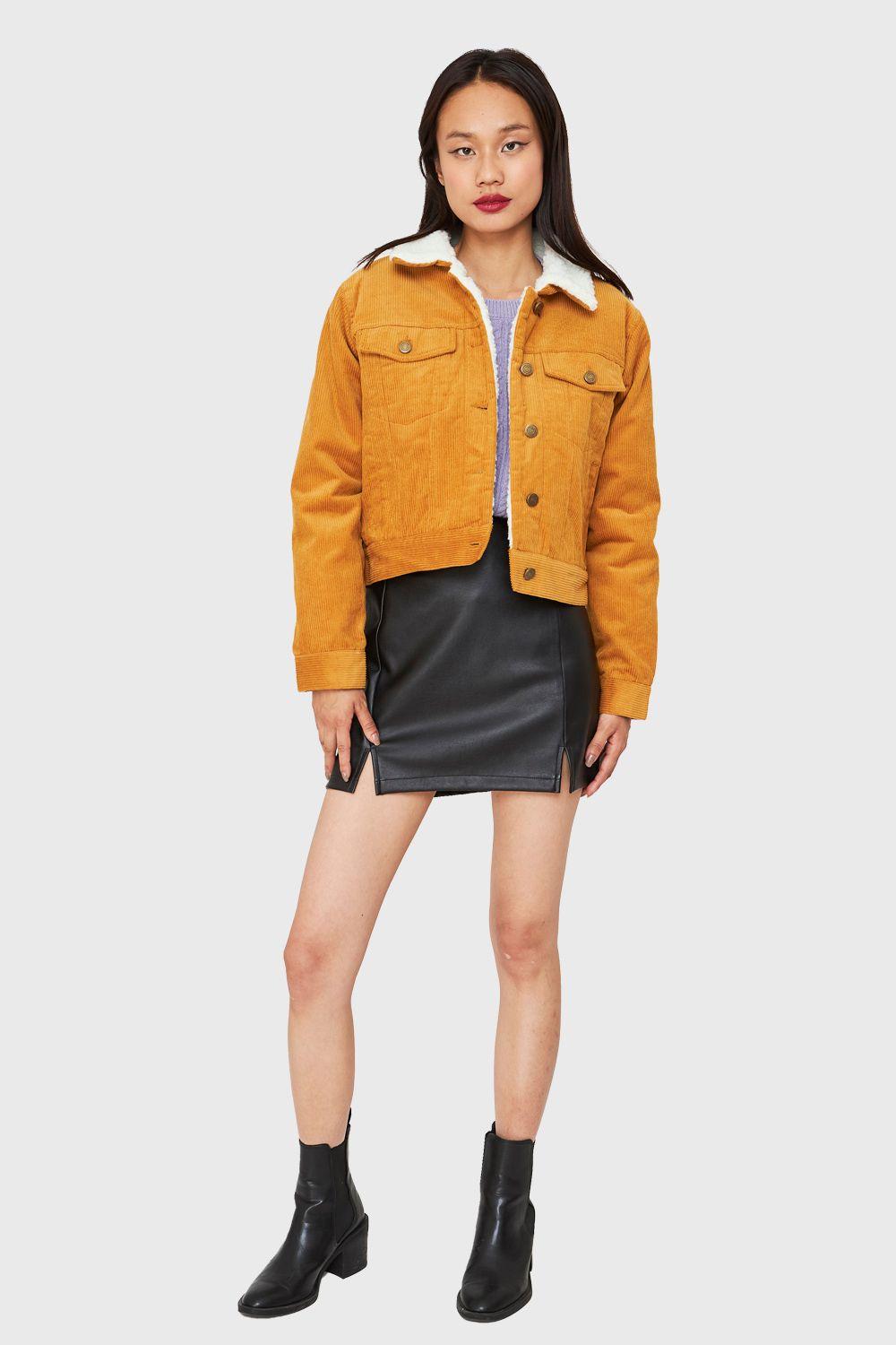 Chaqueta Corta Cotelé Mostaza Nicopoly-1
