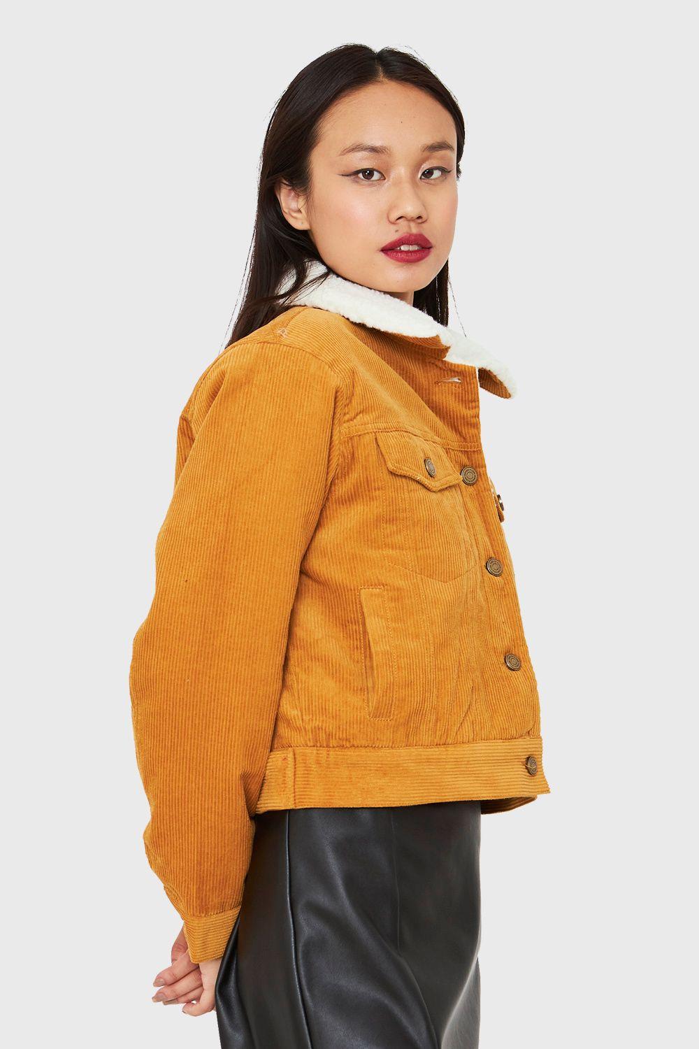 Chaqueta Corta Cotelé Mostaza Nicopoly-2