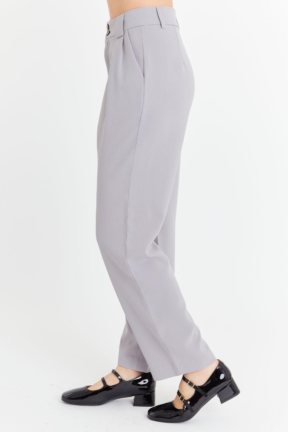 Pantalón Básico Pierna Ancha Gris Nicopoly-2