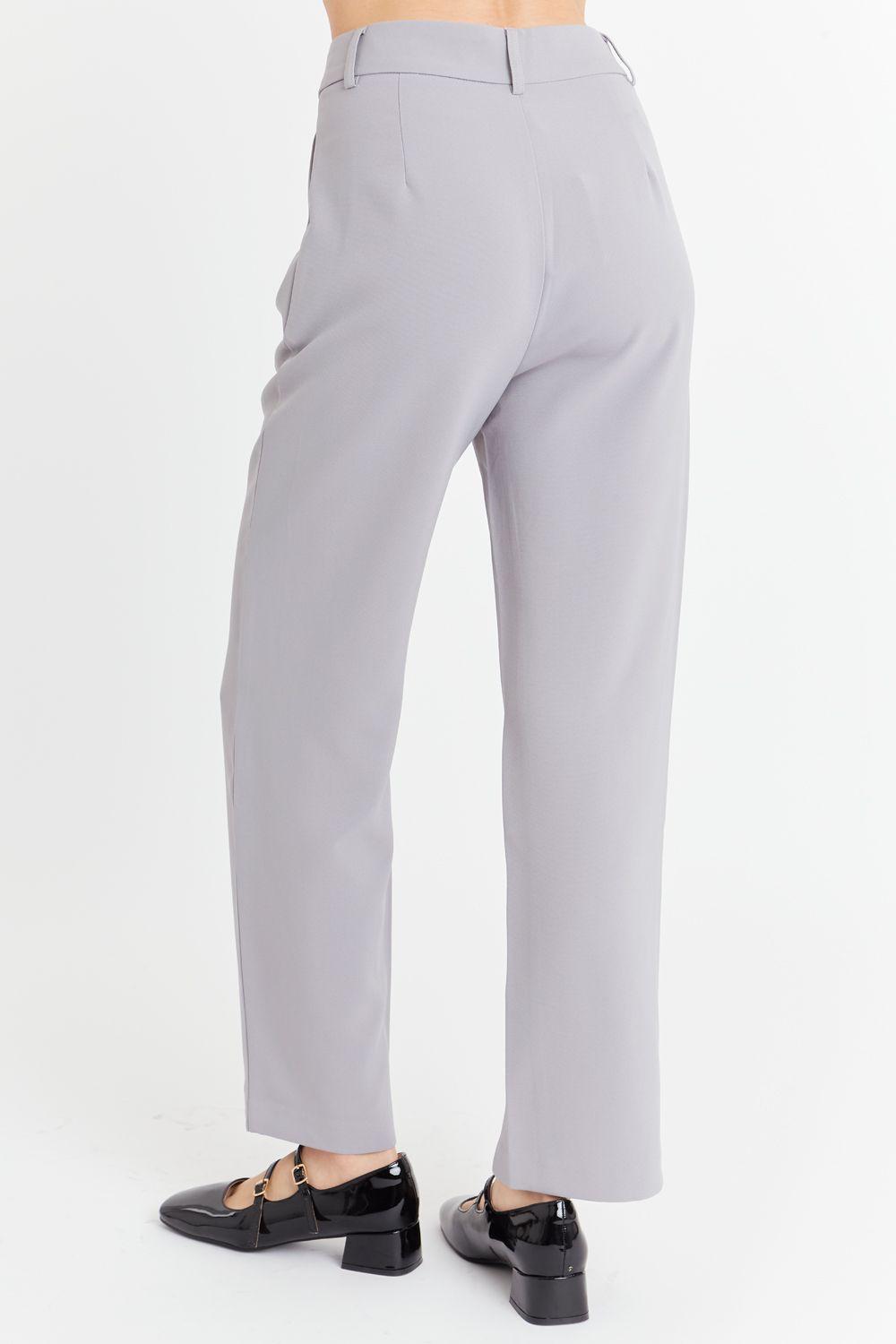 Pantalón Básico Pierna Ancha Gris Nicopoly-3
