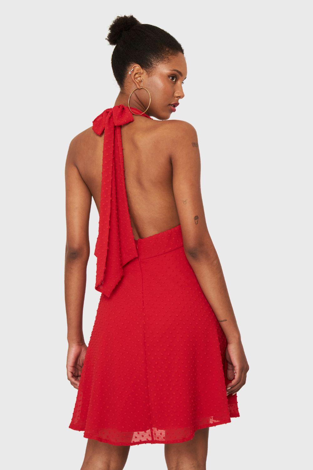 Vestido Escote V Profundo Rojo Nicopoly-3