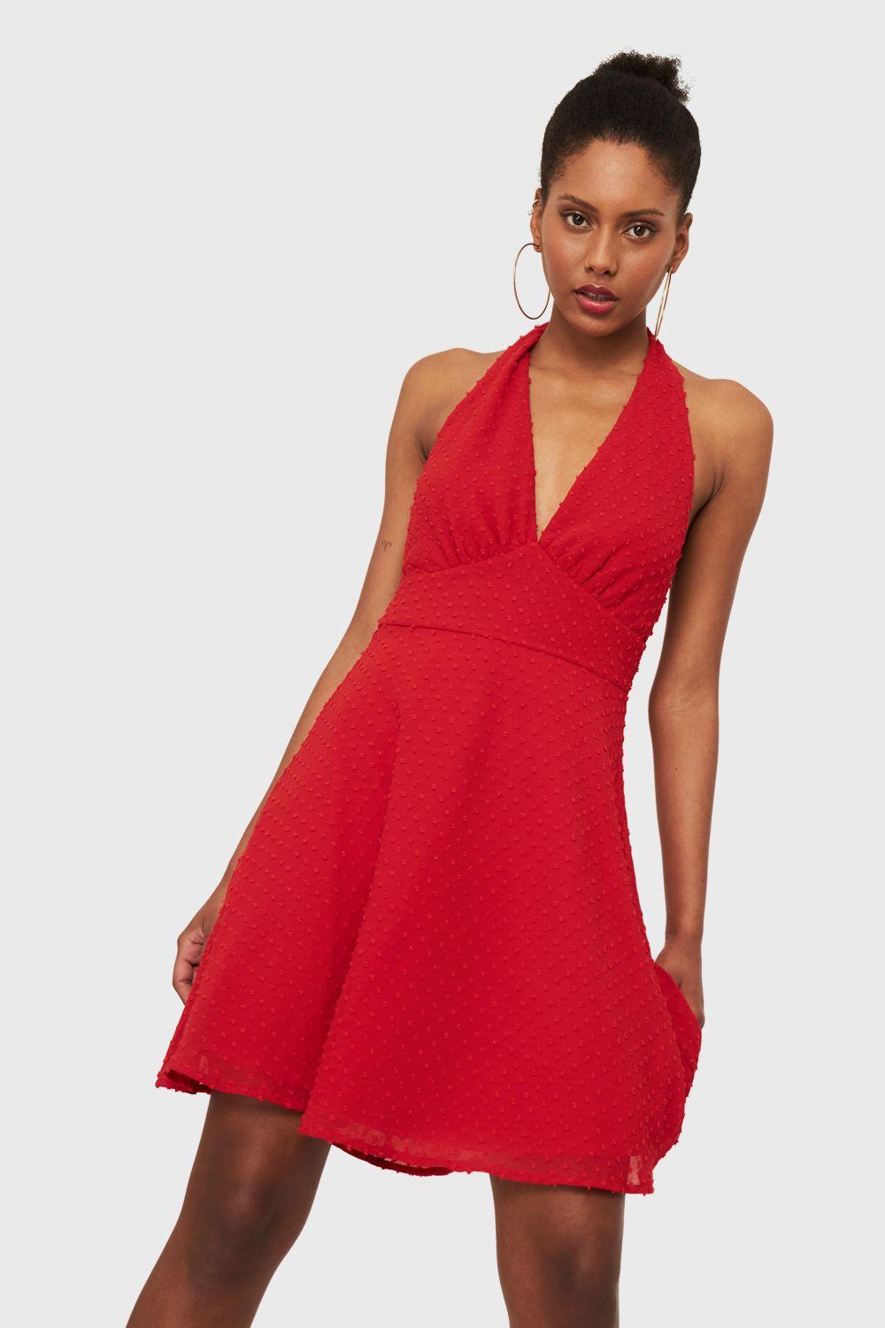 Vestido Escote V Profundo Rojo Nicopoly-4
