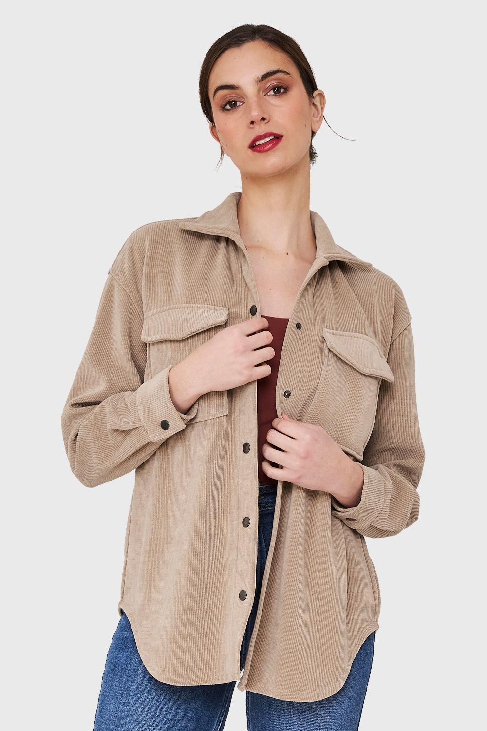 Sobrecamisa Tipo Pana Broches Taupe Nicopoly-0