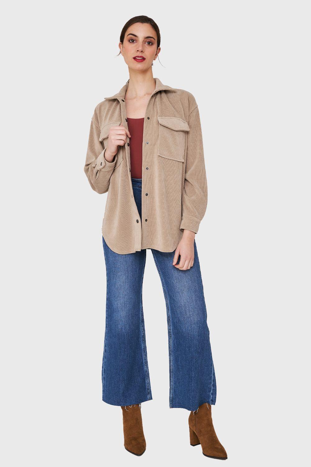 Sobrecamisa Tipo Pana Broches Taupe Nicopoly-1
