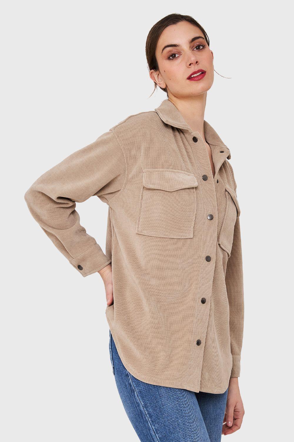 Sobrecamisa Tipo Pana Broches Taupe Nicopoly-2