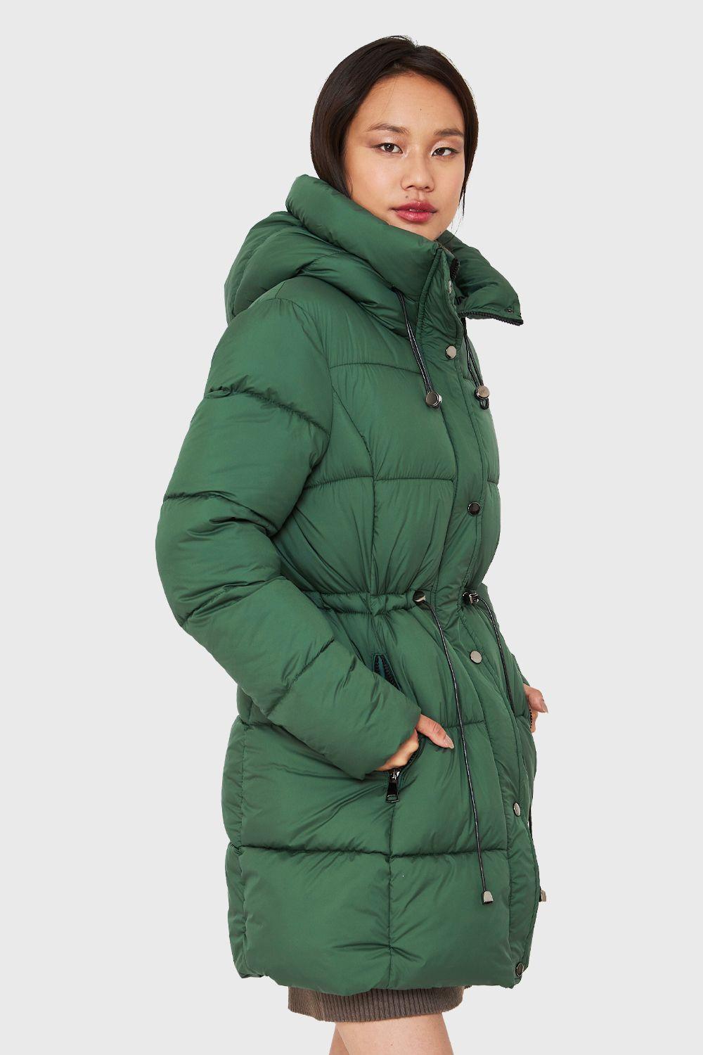 Parka Midi Acolchada Gorro Verde Nicopoly-2
